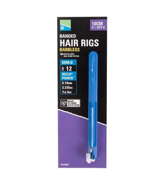 KKM-B 4''/10cm Banded Hair Rigs Barbless